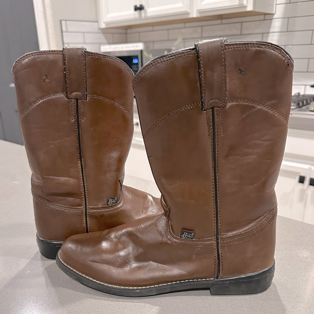 Justin Leather Western Cowboy Boots